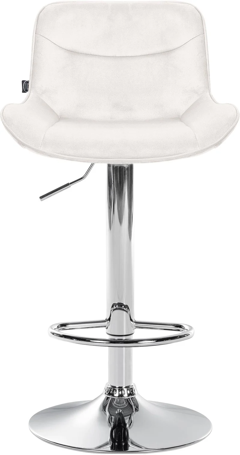 Lot de 2 tabourets de bar pivotant forme ergonomique surpiqûres décoratives en velours crème cadre en métal chromé 10_0006035