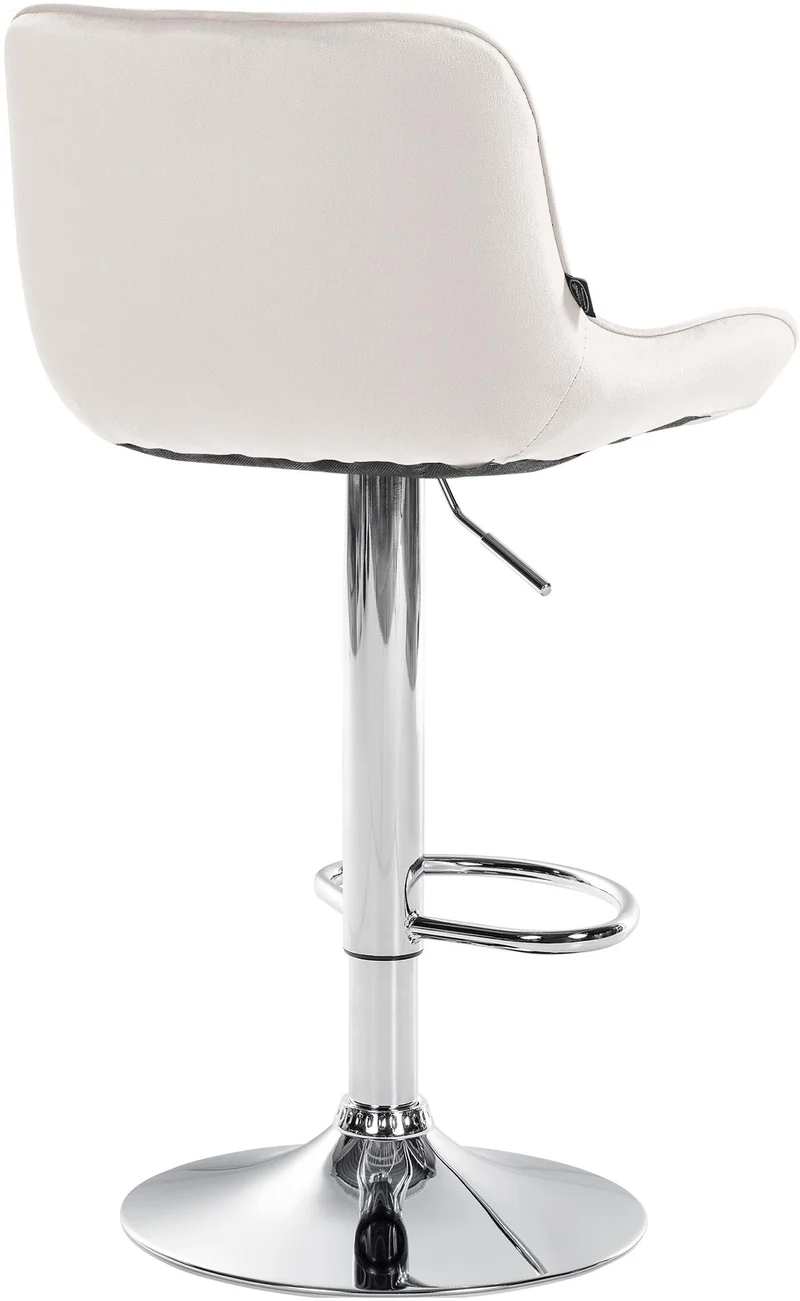 Lot de 2 tabourets de bar pivotant forme ergonomique surpiqûres décoratives en velours crème cadre en métal chromé 10_0006035