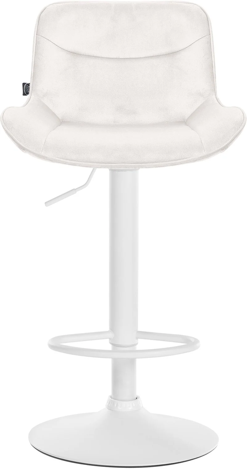 Lot de 2 tabourets de bar pivotant forme ergonomique surpiqûres décoratives en velours crème cadre en métal blanc 10_0006034