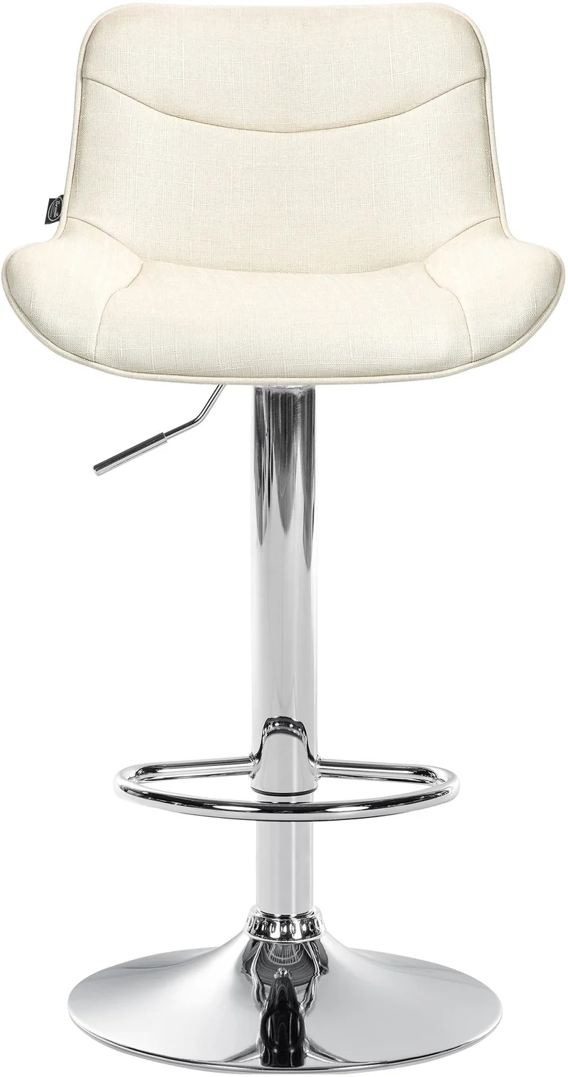 Lot de 2 tabourets de bar pivotant forme ergonomique surpiqûres décoratives en tissu crème cadre en métal chromé 10_0006006
