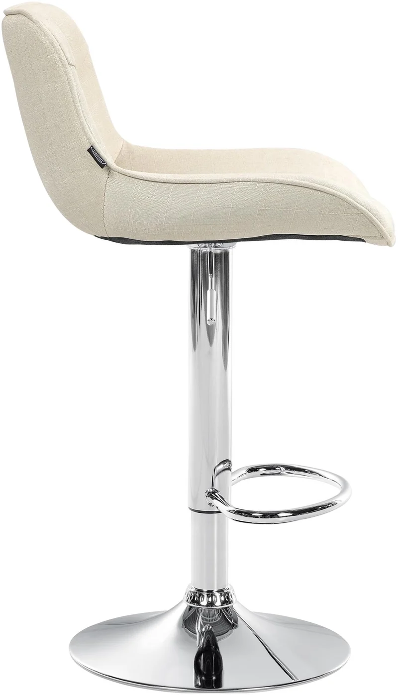 Lot de 2 tabourets de bar pivotant forme ergonomique surpiqûres décoratives en tissu crème cadre en métal chromé 10_0006006