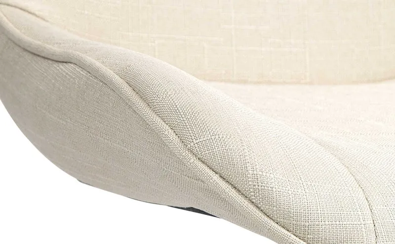Lot de 2 tabourets de bar pivotant forme ergonomique surpiqûres décoratives en tissu crème cadre en métal chromé 10_0006006