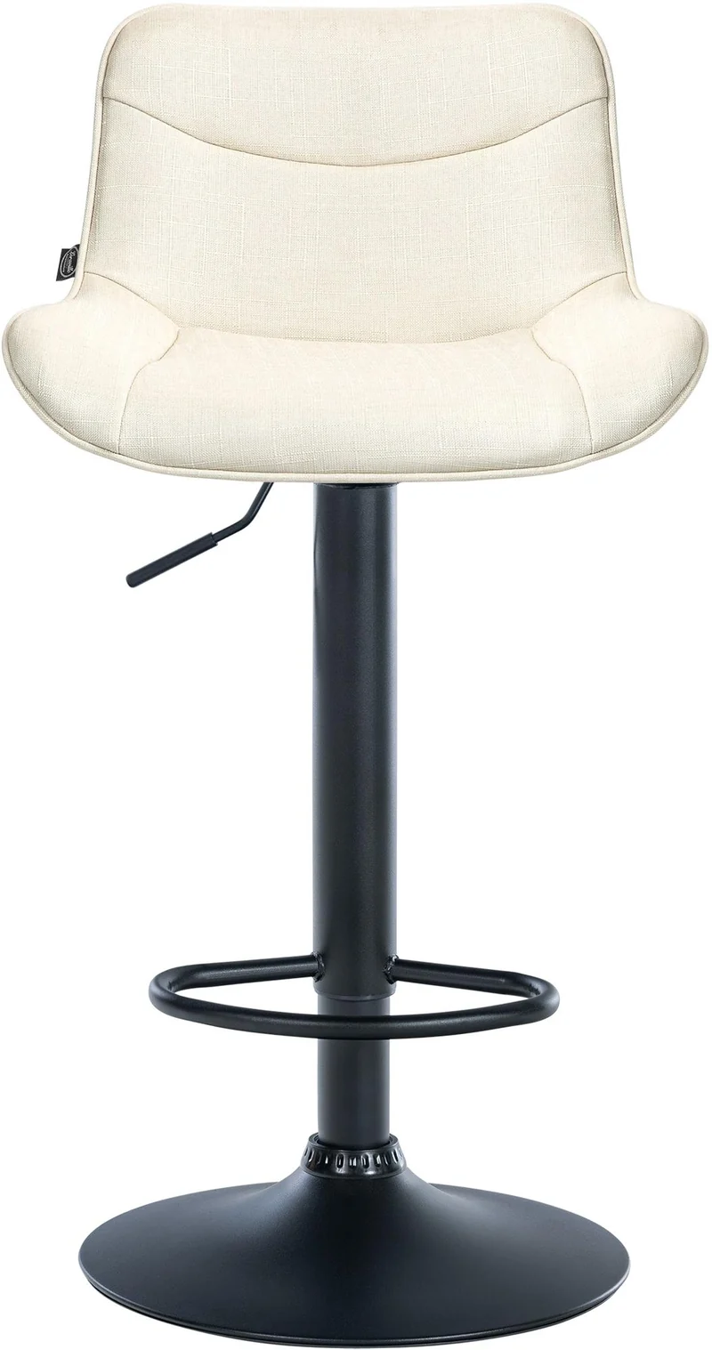 Lot de 2 tabourets de bar pivotant forme ergonomique surpiqûres décoratives en tissu crème cadre en métal noir 10_0006005