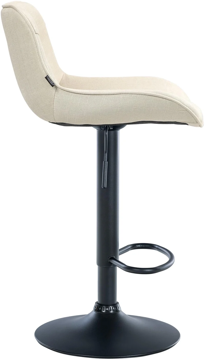 Lot de 2 tabourets de bar pivotant forme ergonomique surpiqûres décoratives en tissu crème cadre en métal noir 10_0006005