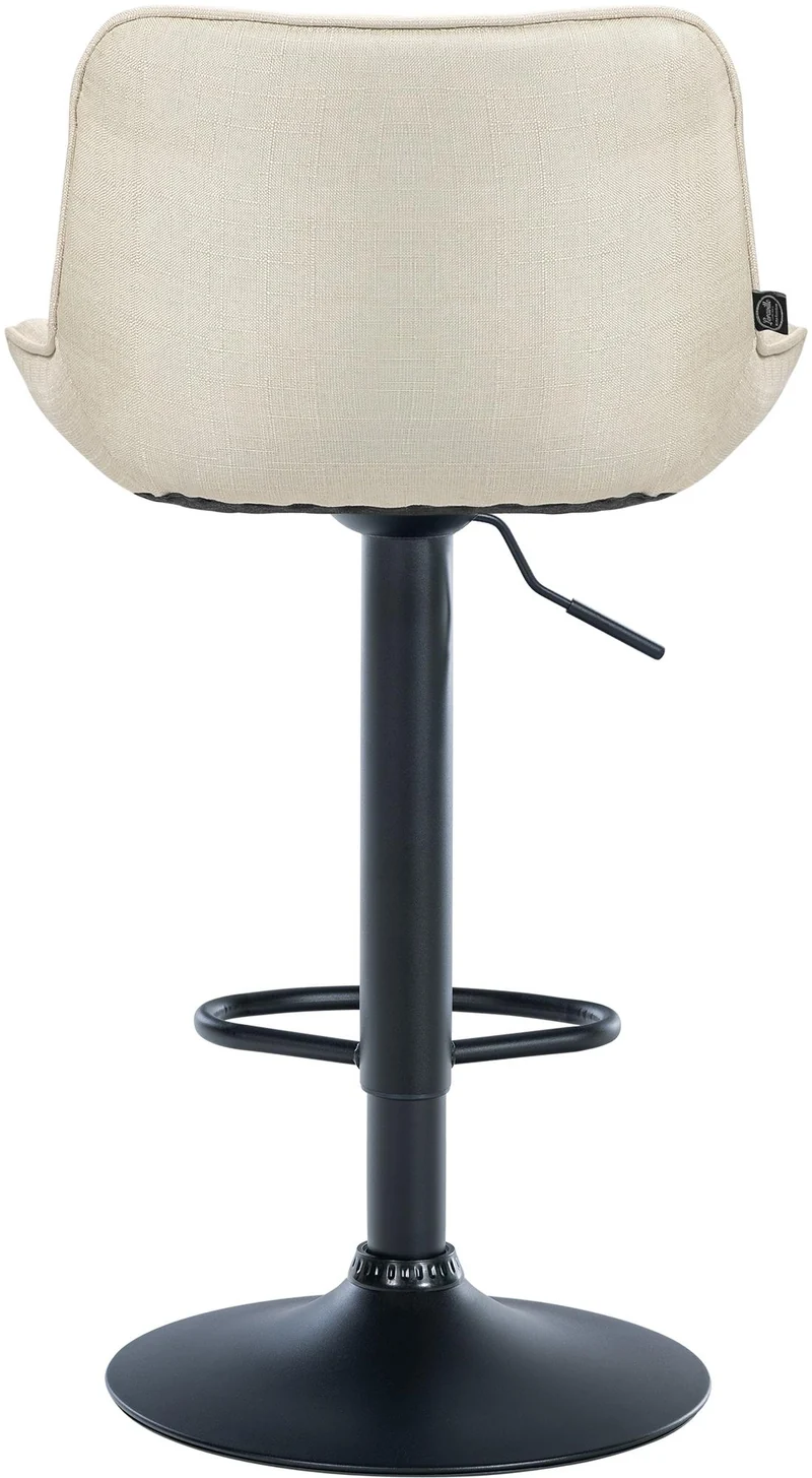 Lot de 2 tabourets de bar pivotant forme ergonomique surpiqûres décoratives en tissu crème cadre en métal noir 10_0006005