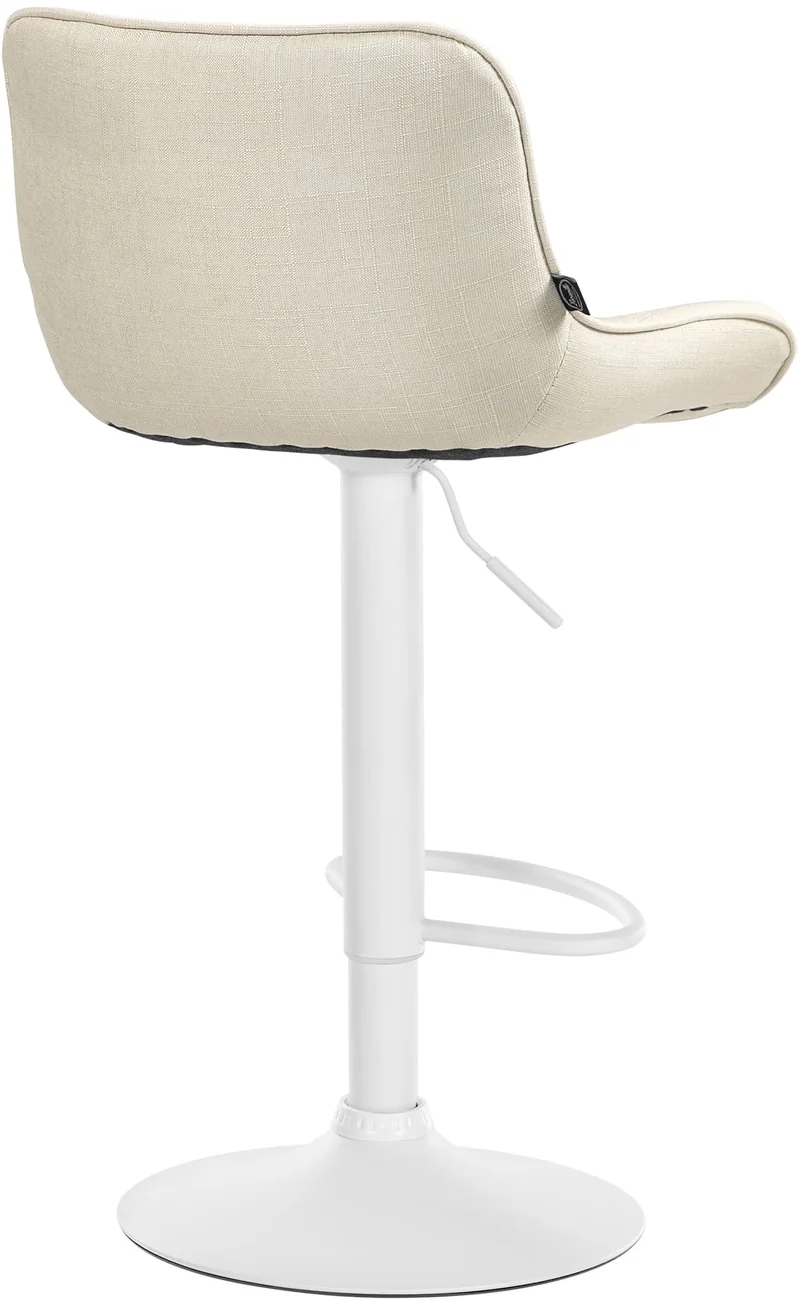 Lot de 2 tabourets de bar pivotant forme ergonomique surpiqûres décoratives en tissu crème cadre en métal blanc 10_0006004