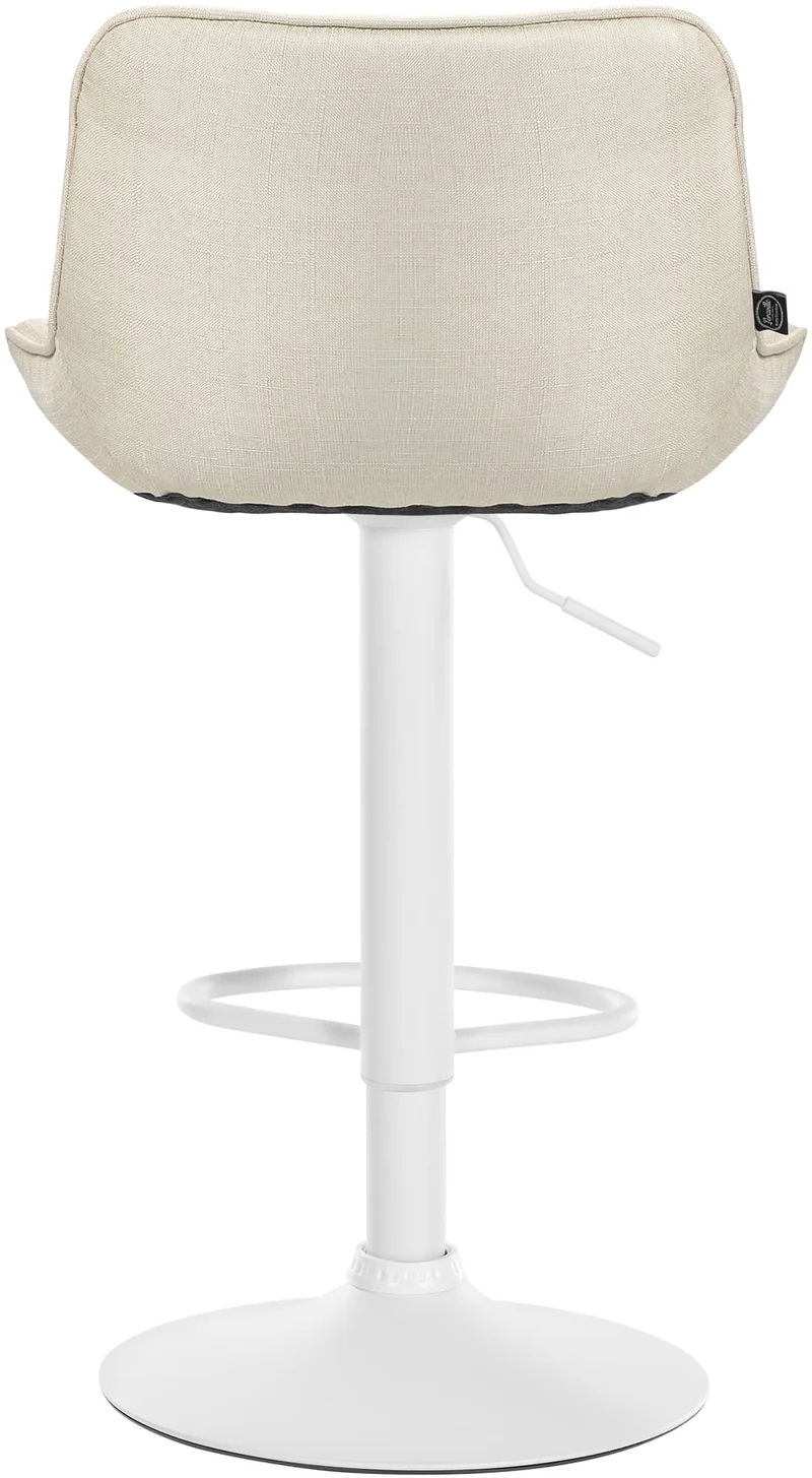 Lot de 2 tabourets de bar pivotant forme ergonomique surpiqûres décoratives en tissu crème cadre en métal blanc 10_0006004