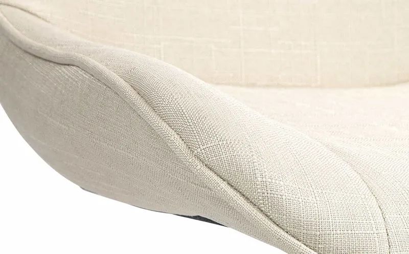 Lot de 2 tabourets de bar pivotant forme ergonomique surpiqûres décoratives en tissu crème cadre en métal blanc 10_0006004