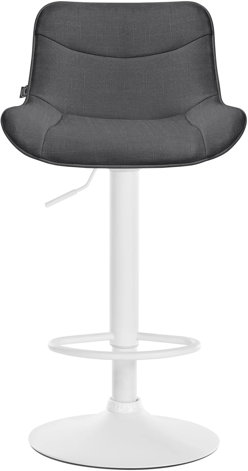 Lot de 2 tabourets de bar pivotant forme ergonomique surpiqûres décoratives en tissu gris foncé cadre en métal blanc 10_0005996