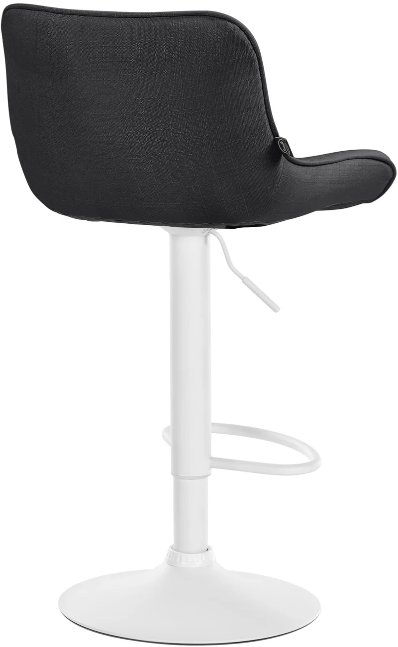 Lot de 2 tabourets de bar pivotant forme ergonomique surpiqûres décoratives en tissu gris foncé cadre en métal blanc 10_0005996