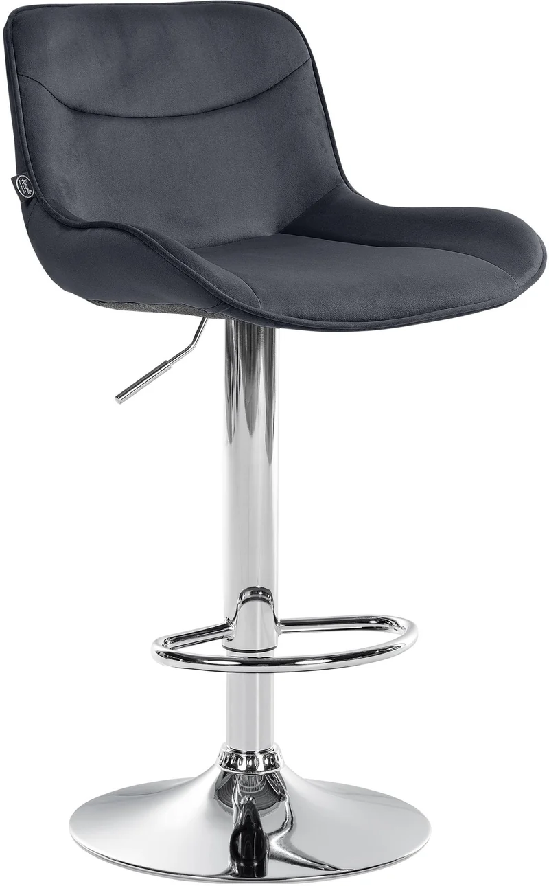 Tabouret de bar x1 pivotant forme ergonomique surpiqûres décoratives en velours noir cadre en métal chromé 10_0005972
