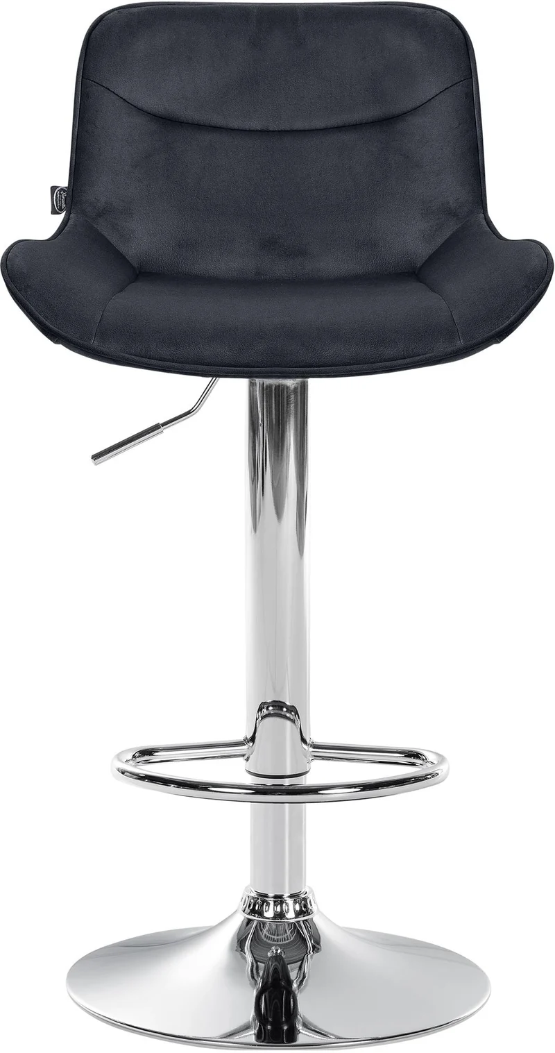Tabouret de bar x1 pivotant forme ergonomique surpiqûres décoratives en velours noir cadre en métal chromé 10_0005972