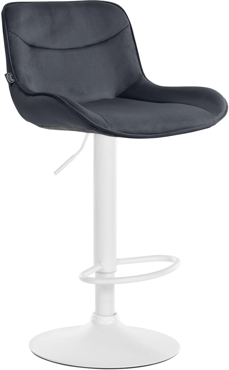 Tabouret de bar x1 pivotant forme ergonomique surpiqûres décoratives en velours noir cadre en métal blanc 10_0005971