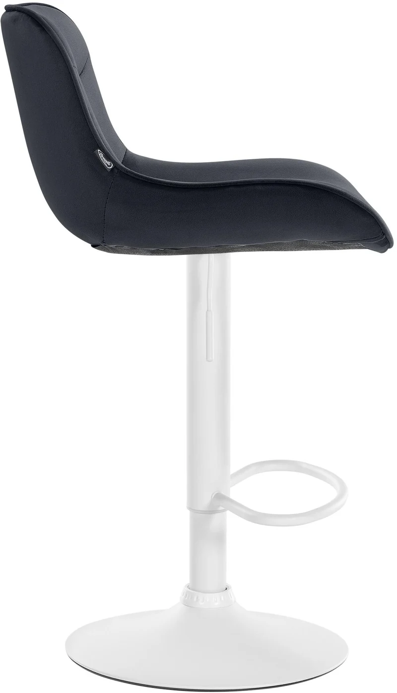 Tabouret de bar x1 pivotant forme ergonomique surpiqûres décoratives en velours noir cadre en métal blanc 10_0005971