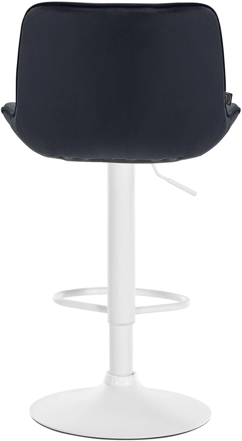 Tabouret de bar x1 pivotant forme ergonomique surpiqûres décoratives en velours noir cadre en métal blanc 10_0005971