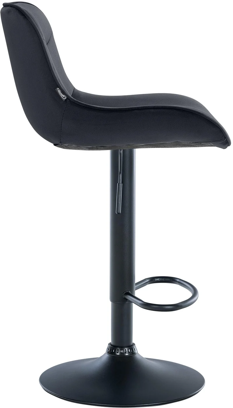 Tabouret de bar x1 pivotant forme ergonomique surpiqûres décoratives en velours noir cadre en métal noir 10_0005970