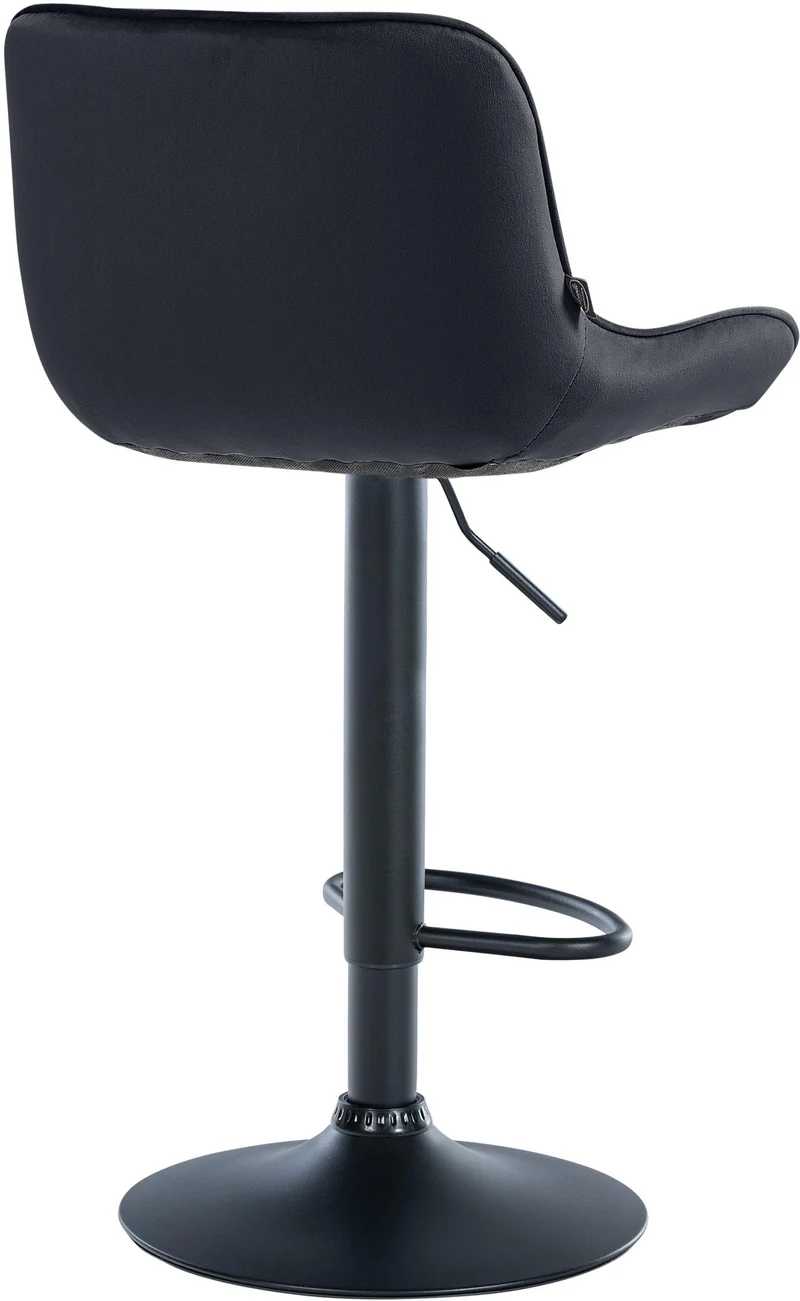 Tabouret de bar x1 pivotant forme ergonomique surpiqûres décoratives en velours noir cadre en métal noir 10_0005970