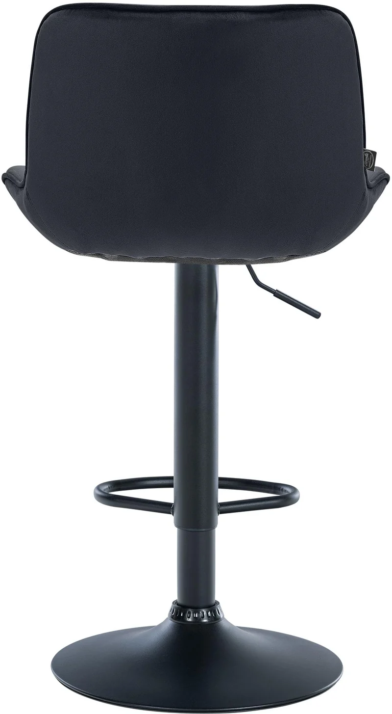 Tabouret de bar x1 pivotant forme ergonomique surpiqûres décoratives en velours noir cadre en métal noir 10_0005970