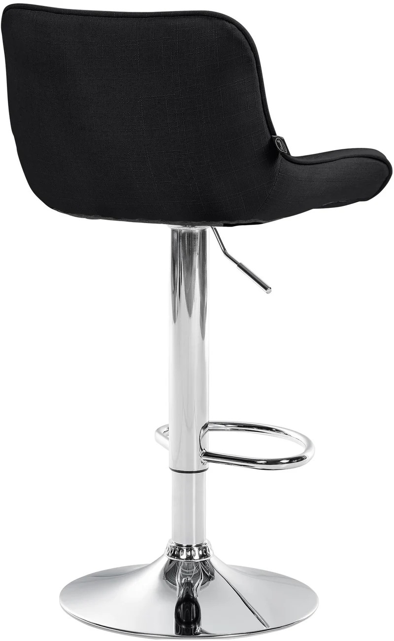 Tabouret de bar x1 pivotant forme ergonomique surpiqûres décoratives en tissu noir cadre en métal chromé 10_0005914