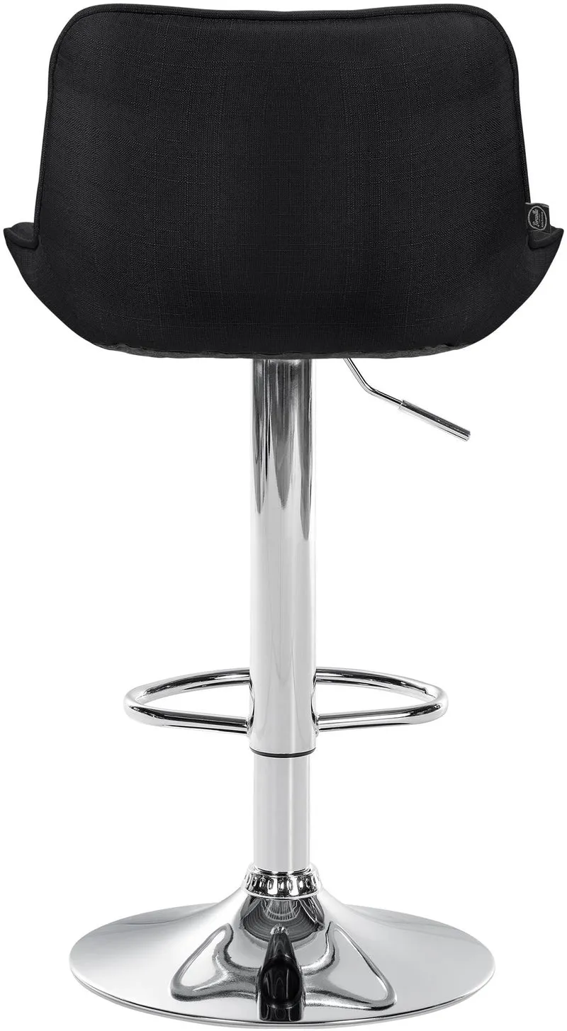 Tabouret de bar x1 pivotant forme ergonomique surpiqûres décoratives en tissu noir cadre en métal chromé 10_0005914