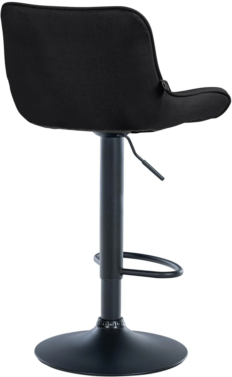 Tabouret de bar x1 pivotant forme ergonomique surpiqûres décoratives en tissu noir cadre en métal noir 10_0005913