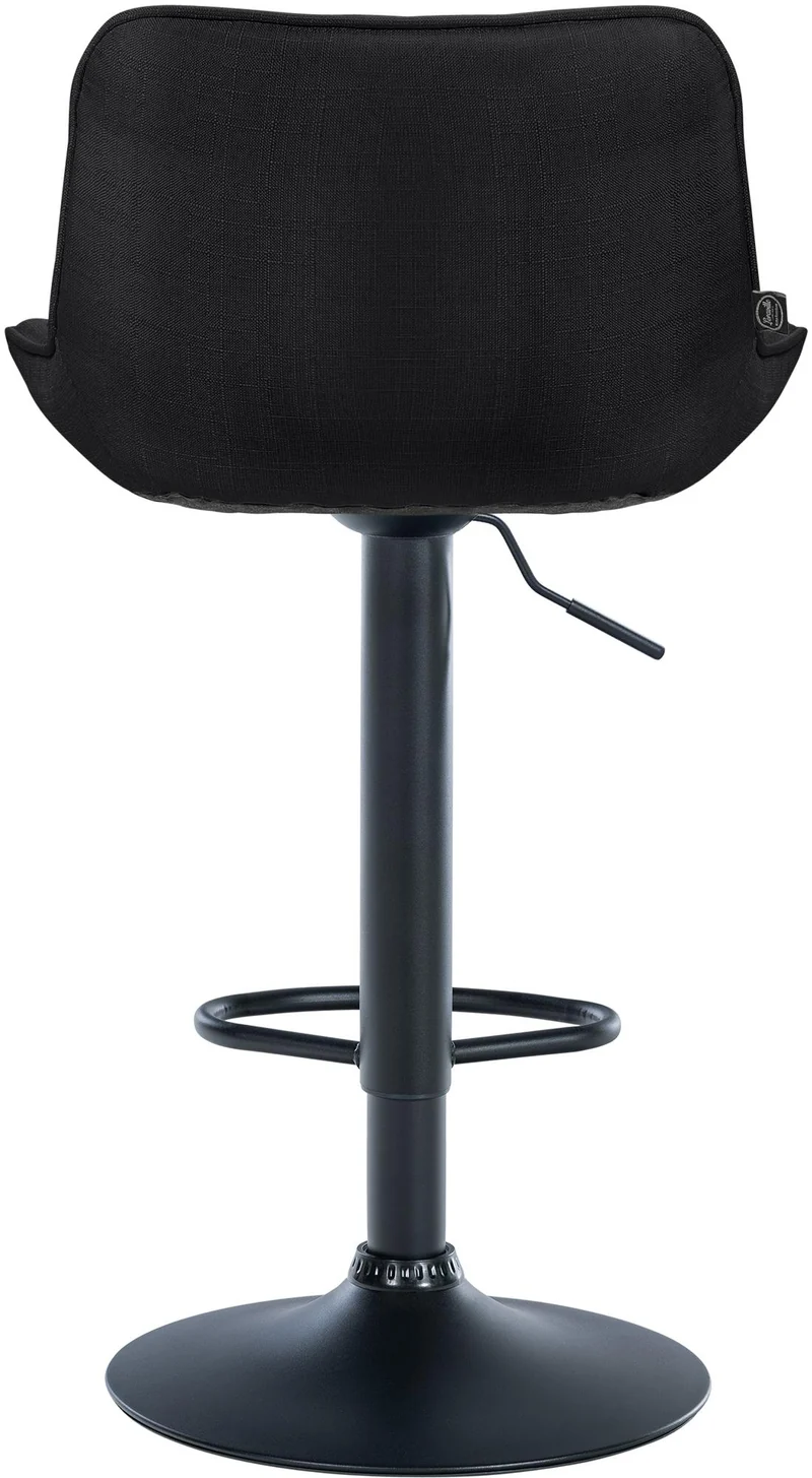 Tabouret de bar x1 pivotant forme ergonomique surpiqûres décoratives en tissu noir cadre en métal noir 10_0005913