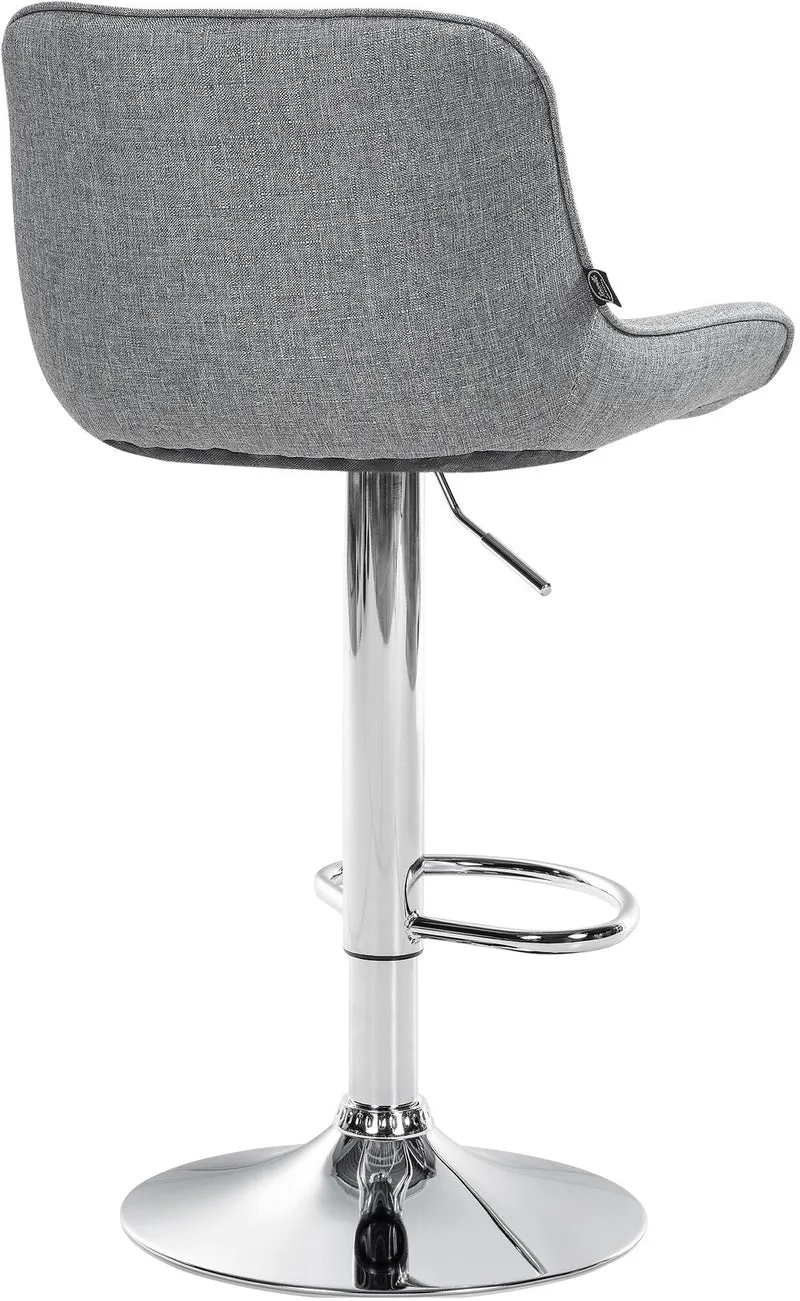 Tabouret de bar x1 pivotant forme ergonomique surpiqûres décoratives en tissu gris cadre en métal chromé 10_0005845