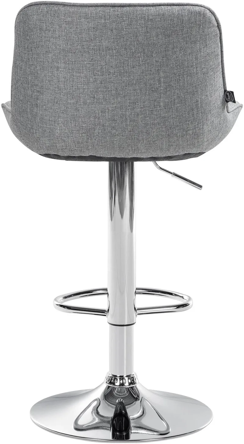 Tabouret de bar x1 pivotant forme ergonomique surpiqûres décoratives en tissu gris cadre en métal chromé 10_0005845