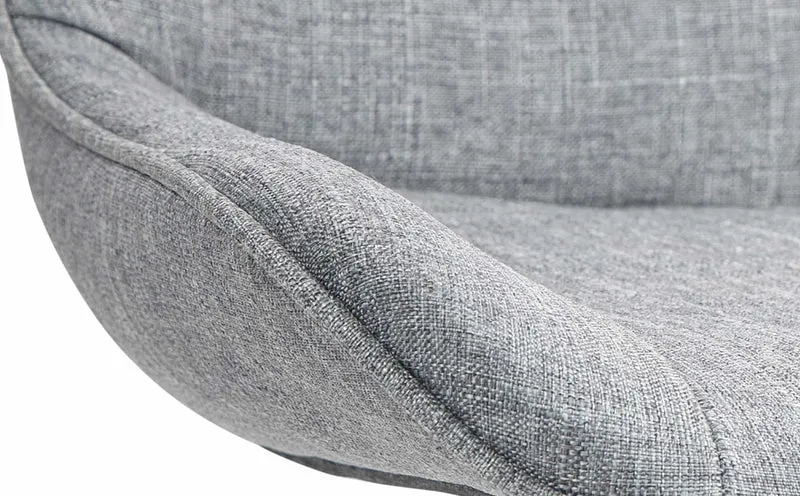 Tabouret de bar x1 pivotant forme ergonomique surpiqûres décoratives en tissu gris cadre en métal blanc 10_0005844
