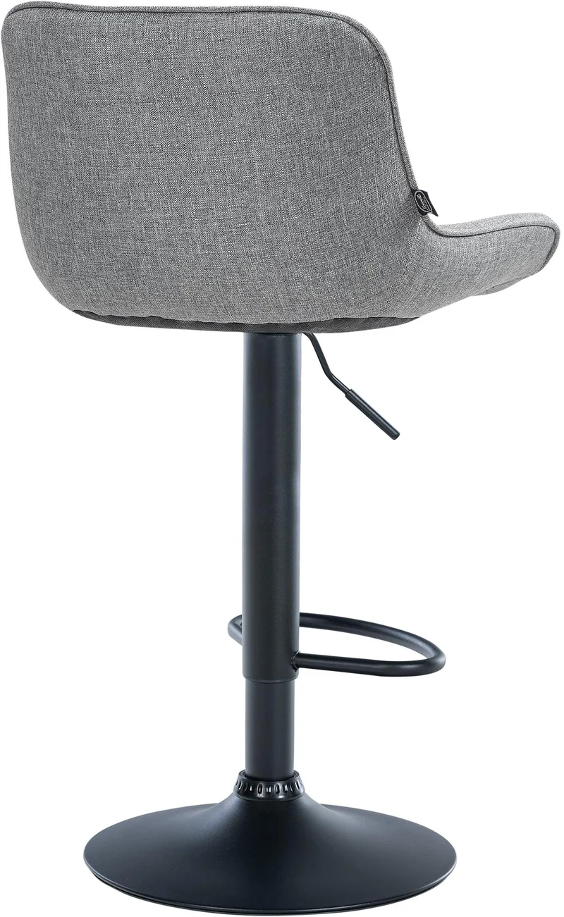 Tabouret de bar x1 pivotant forme ergonomique surpiqûres décoratives en tissu gris cadre en métal noir 10_0005824