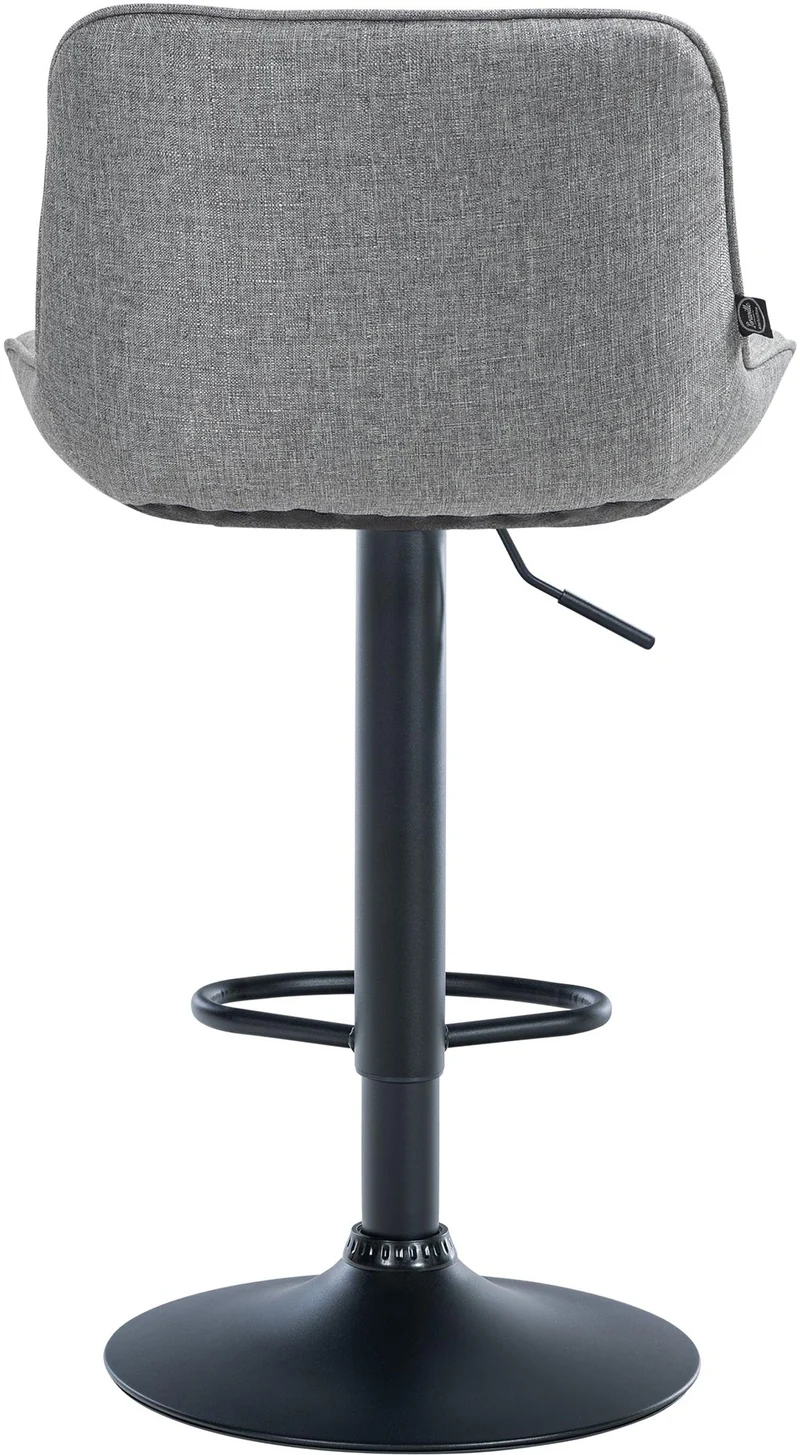 Tabouret de bar x1 pivotant forme ergonomique surpiqûres décoratives en tissu gris cadre en métal noir 10_0005824