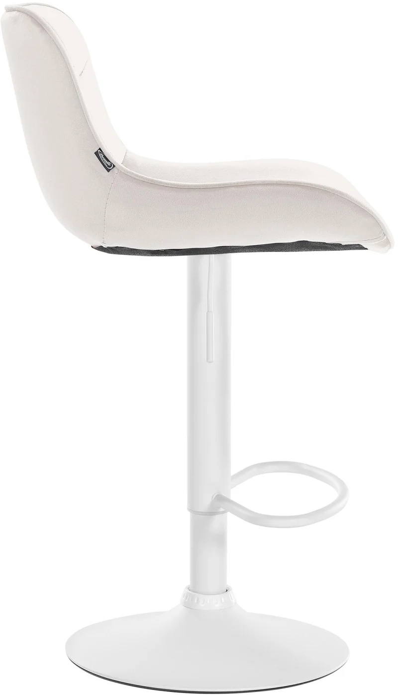 Tabouret de bar x1 pivotant forme ergonomique surpiqûres décoratives en velours crème cadre en métal blanc 10_0005772