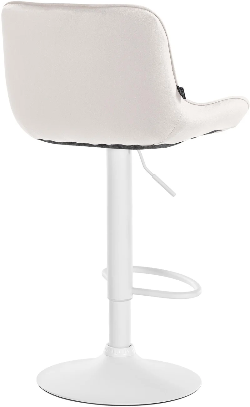 Tabouret de bar x1 pivotant forme ergonomique surpiqûres décoratives en velours crème cadre en métal blanc 10_0005772