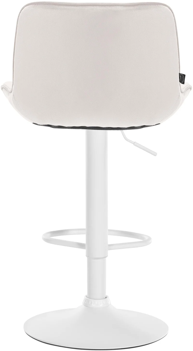 Tabouret de bar x1 pivotant forme ergonomique surpiqûres décoratives en velours crème cadre en métal blanc 10_0005772