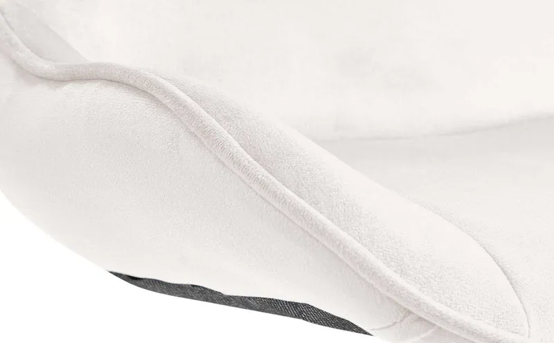 Tabouret de bar x1 pivotant forme ergonomique surpiqûres décoratives en velours crème cadre en métal blanc 10_0005772