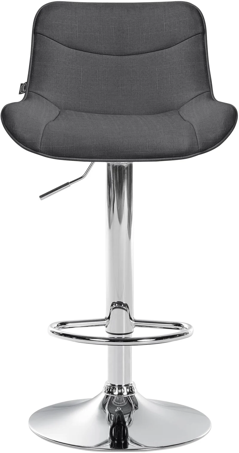 Tabouret de bar x1 pivotant forme ergonomique surpiqûres décoratives en tissu gris foncé cadre en métal chromé 10_0005771