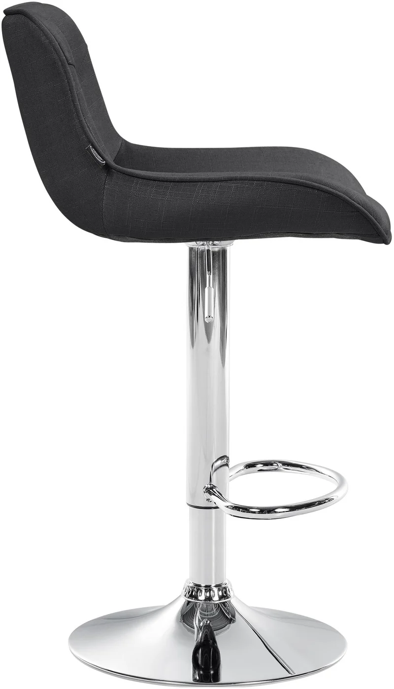 Tabouret de bar x1 pivotant forme ergonomique surpiqûres décoratives en tissu gris foncé cadre en métal chromé 10_0005771