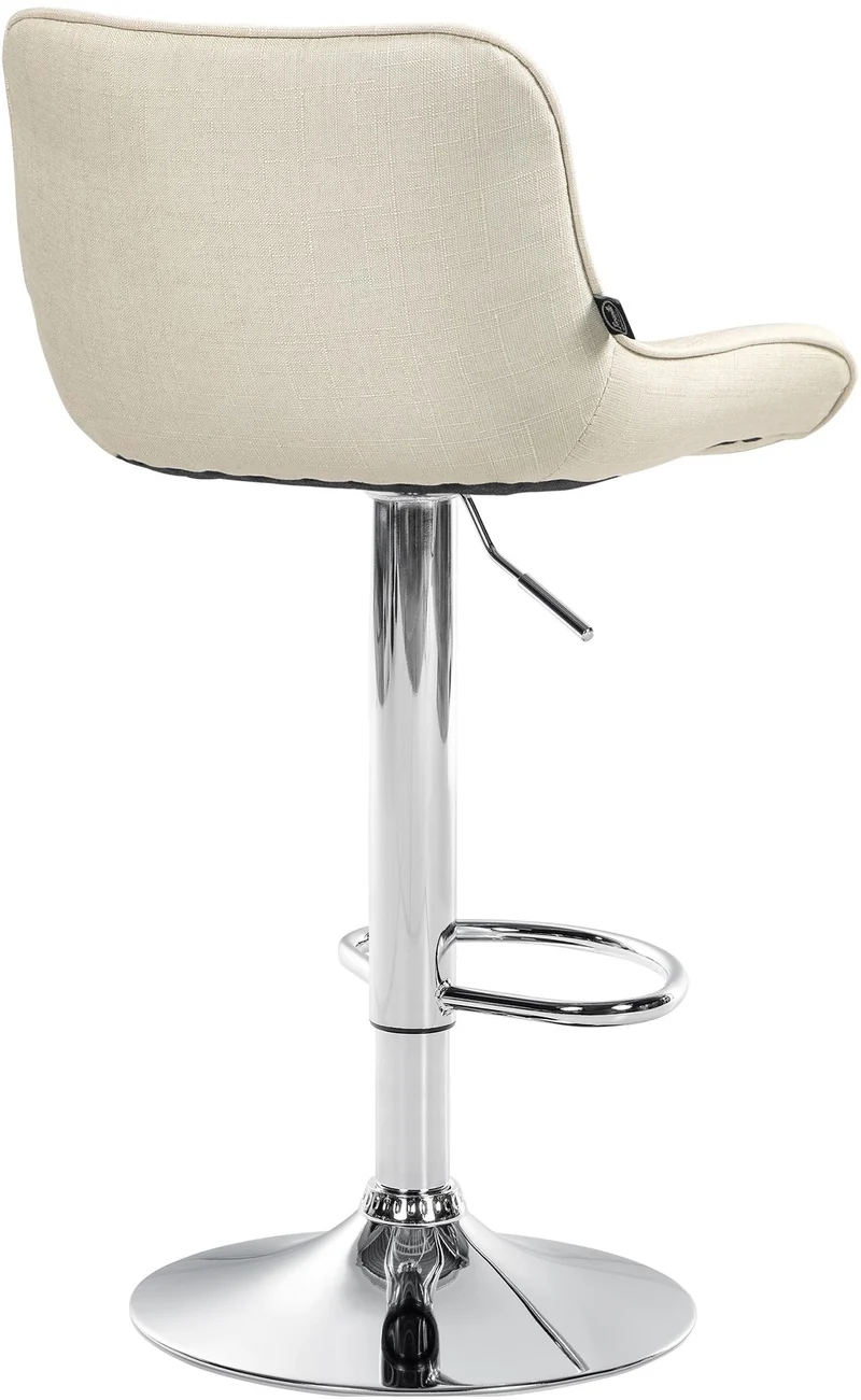 Tabouret de bar x1 pivotant forme ergonomique surpiqûres décoratives en tissu crème cadre en métal chromé 10_0005770