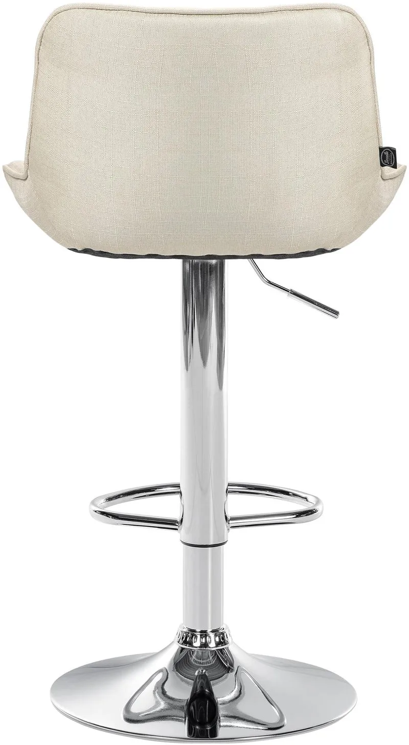 Tabouret de bar x1 pivotant forme ergonomique surpiqûres décoratives en tissu crème cadre en métal chromé 10_0005770