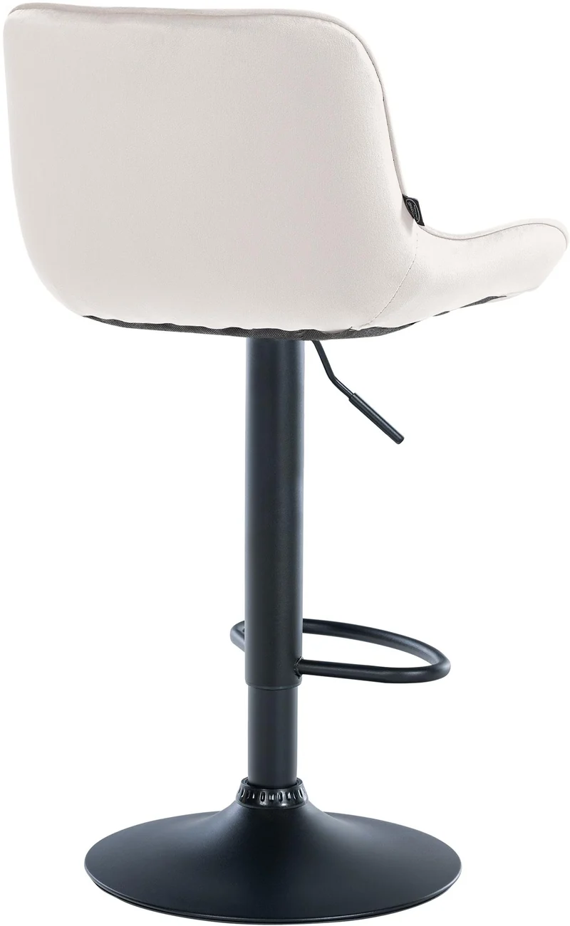 Tabouret de bar x1 pivotant forme ergonomique surpiqûres décoratives en velours crème cadre en métal noir 10_0005768