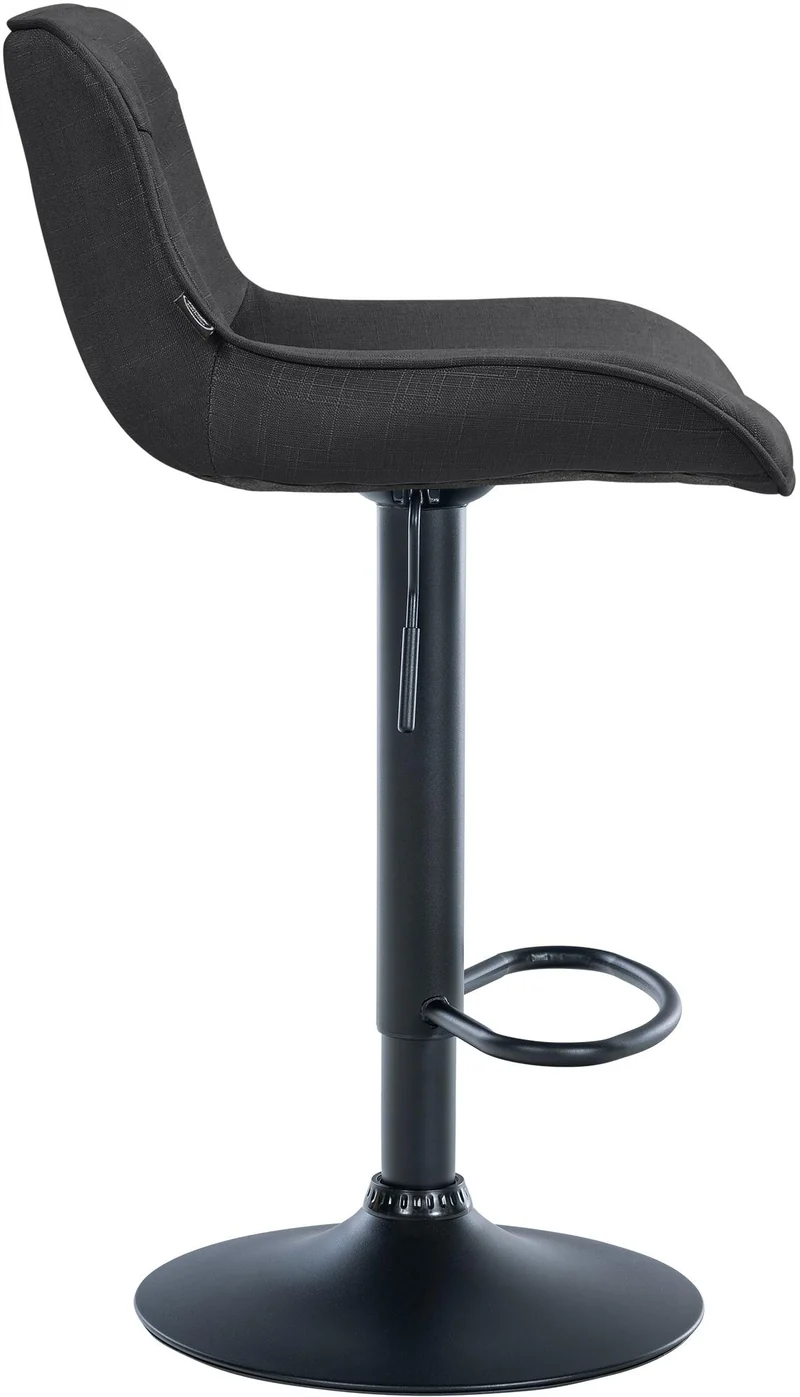 Tabouret de bar x1 pivotant forme ergonomique surpiqûres décoratives en tissu gris foncé cadre en métal noir 10_0005767