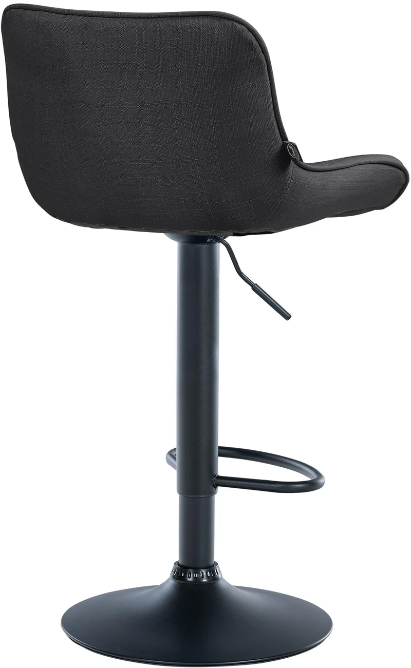 Tabouret de bar x1 pivotant forme ergonomique surpiqûres décoratives en tissu gris foncé cadre en métal noir 10_0005767