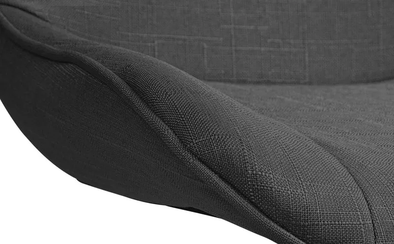 Tabouret de bar x1 pivotant forme ergonomique surpiqûres décoratives en tissu gris foncé cadre en métal noir 10_0005767