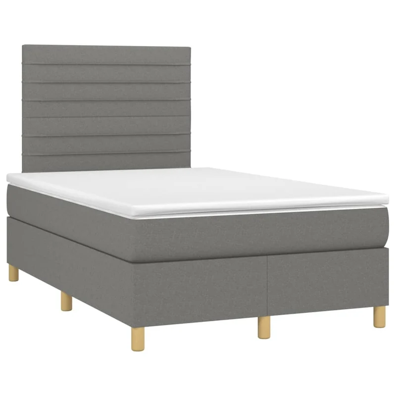 Cadre de lit LED avec sommier tête de lit matelas 120x200 cm tissu gris foncé TDL0208409