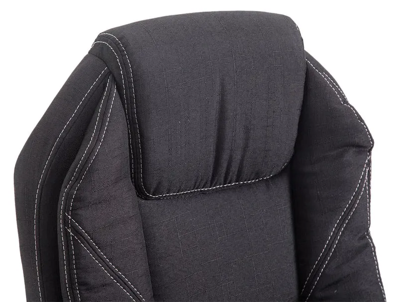 Fauteuil de bureau sur roulettes dossier et repose-pied réglable en tissu noir et métal 10_0002442