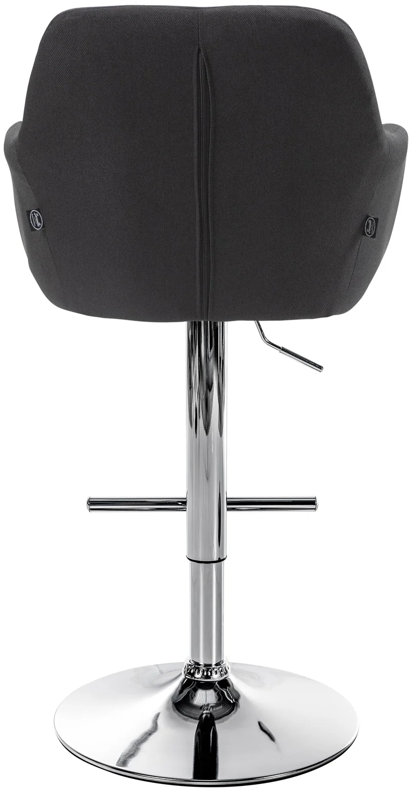 Tabouret de bar chaise haute x1 fonction rotation 360° en tissu noir avec coutures décoratives piètement métal chromé 10_0005276
