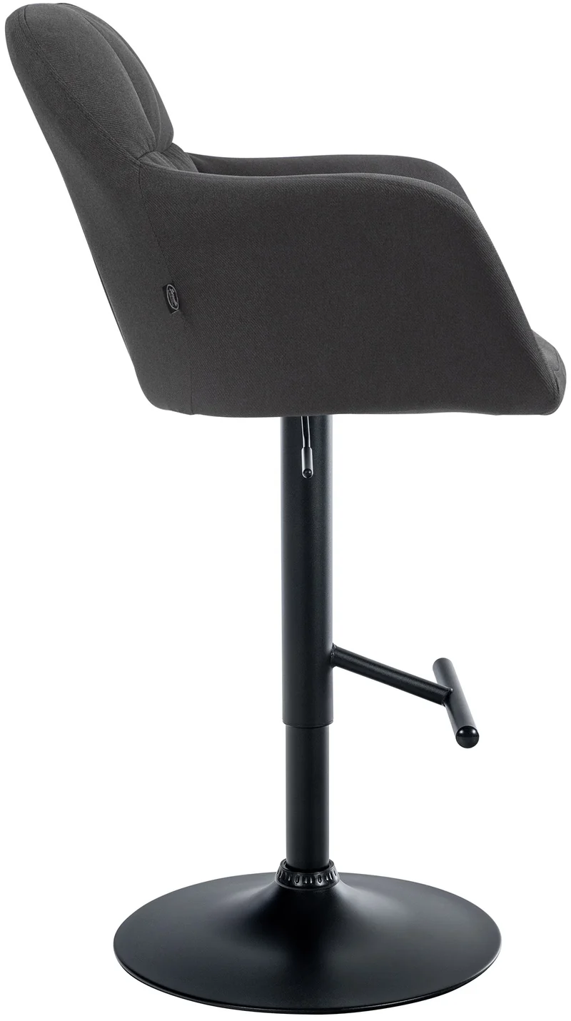 Tabouret de bar chaise haute x1 fonction rotation 360° en tissu noir avec coutures décoratives piètement métal noir 10_0005281