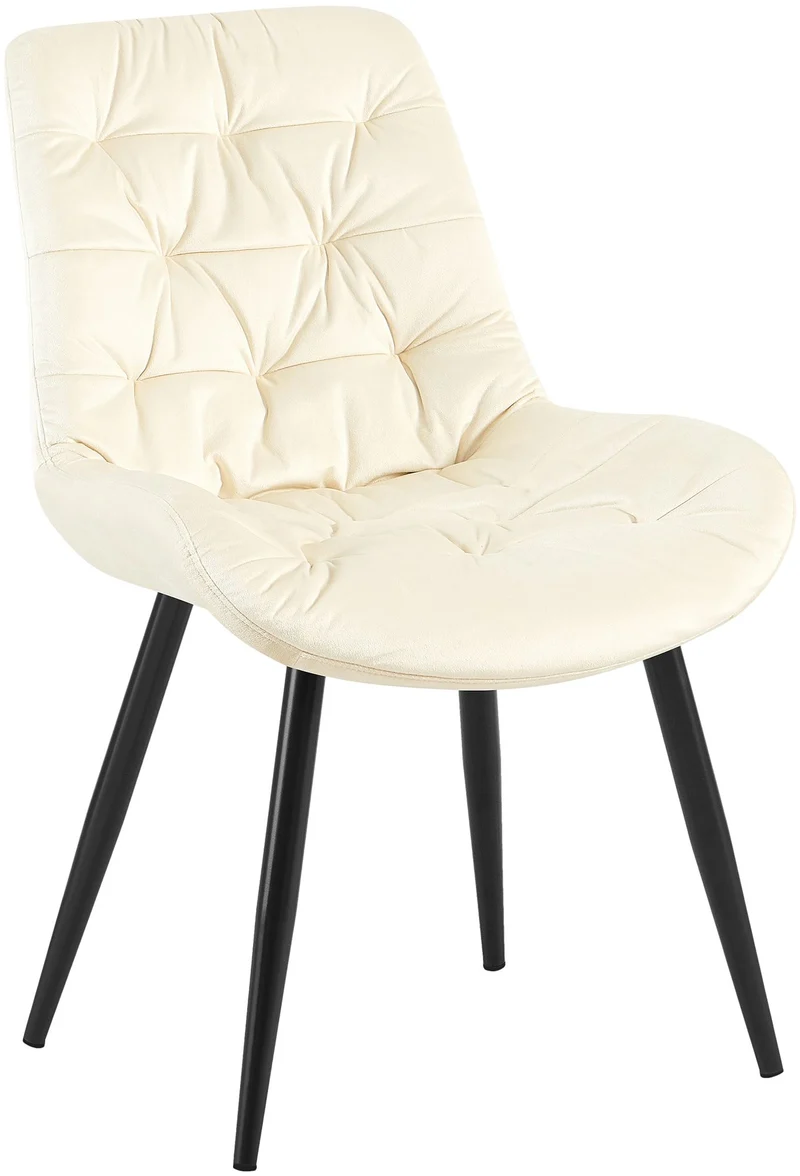 Chaise de salle à manger x1 en velours crème cadre en métal noir confort & élégance intemporelle 10_0007224