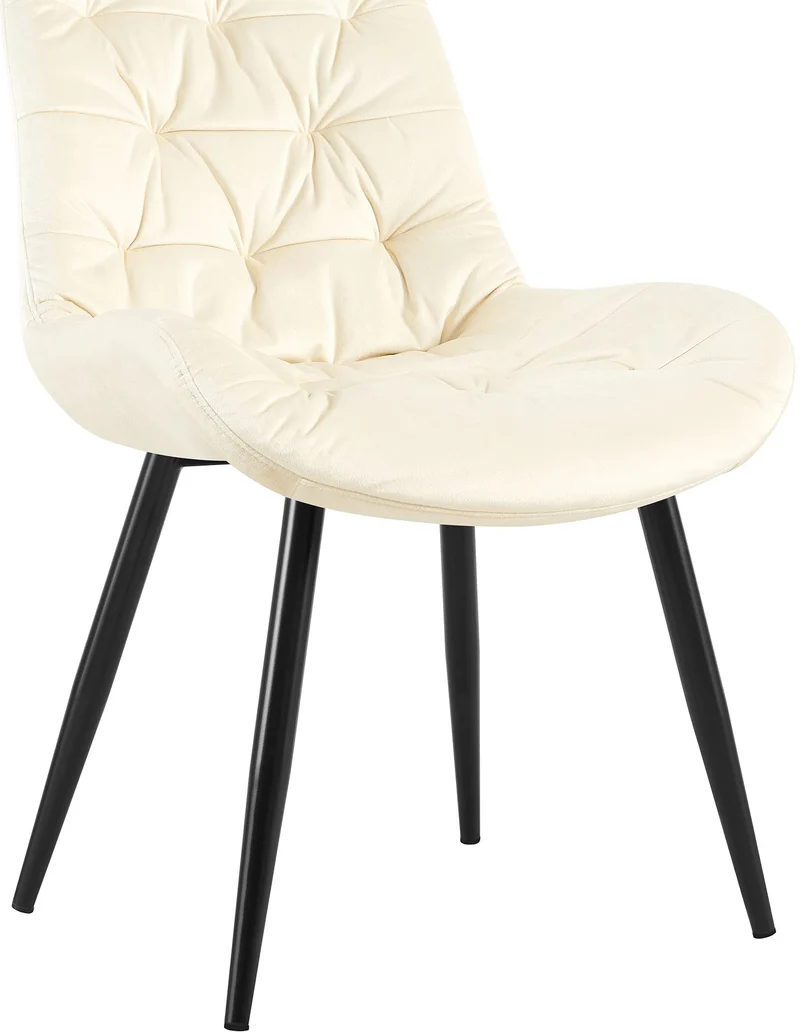 Chaise de salle à manger x1 en velours crème cadre en métal noir confort & élégance intemporelle 10_0007224