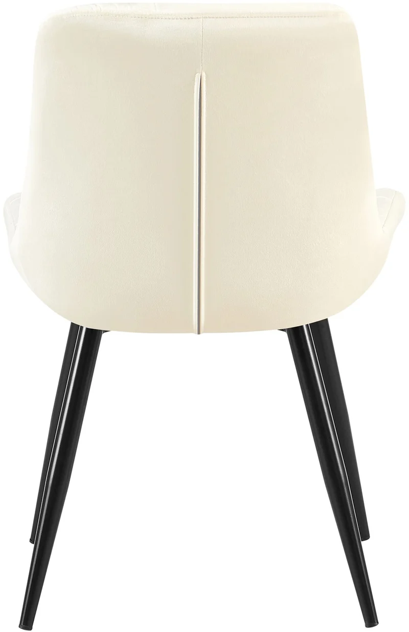 Chaise de salle à manger x1 en velours crème cadre en métal noir confort & élégance intemporelle 10_0007224